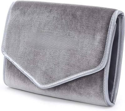 Famanu - Sieraden Rolls, Reizen Sieraden Organizer Roll, Opvouwbare Sieraden Case, Vrouwen Sieraden Opbergtas voor Kettingen, Oorbellen, Armbanden, Horloges, Broches van (Velvet-Grey)