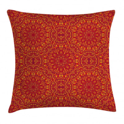 ABAKUHAUS Mandala-kussenhoes – Decoratieve kussenhoes 50x50 cm – Water- en vuilafstotend, Binnen/buiten, Lila/Mosterdgeel/Oranje