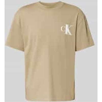 T-shirt met labelprint en ronde hals
