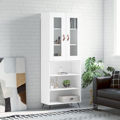 vidaXL - Hoge - kast - 69,5x34x180 - cm - bewerkt - hout - wit