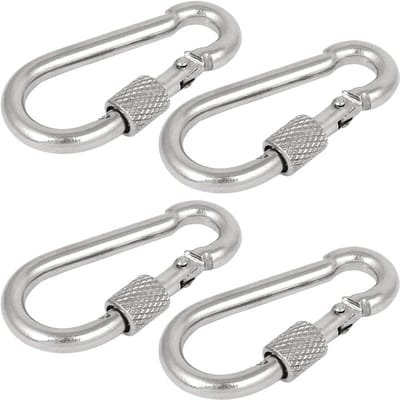 Dailygoods- Karabijnhaak met schroefsluiting - Aluminiumlegering - 4 stuks - Verbindingssleutel - Rugzak/tent - Maximaal 135 kg draagvermogen - Klimhaken