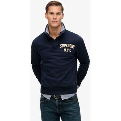 Superdry Vintage Athletic Henley Sweatshirt Blauw Grootte: XL