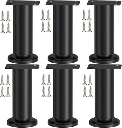 Set van 6 Verstelbare Meubelpoten van Metaal in Zwart - Hoogte Verstelbaar van 12 tot 18,5 cm - Ideaal voor Sofa, Kast en Bed