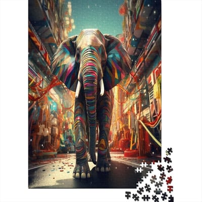 Olifant Puzzel - Legpuzzel Volwassenen - Ontspannend Tijdverdrijf - Gerecycled Karton - 75x50 cm - Levendige Kleuren