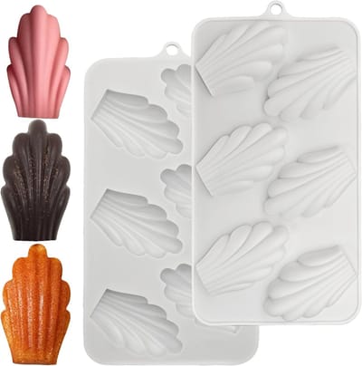 Siliconen Bakvorm voor Madeleines met 6 Cavity's, 2 Stuks, Ideaal voor Chocolade Muffins en Desserts met Antiaanbaklaag