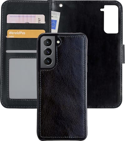 Hoes - 2 in 1 - Geschikt voor Samsung Galaxy S21 - Met Uitneembare Hard Cover - Bookcase - Wallet Case - Met Pasjeshouder - Book Case - Uitneembaar - Pashouder - Kunstleer - Zwart
