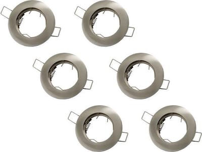 Groenovatie Inbouwspot - Rond - RVS Look - Ø 80 mm - GU10 Fitting - 6-Pack - Satijn