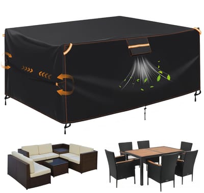 Ibenzoa® Beschermende waterdichte hoes voor tuinmeubelen met ventilatie en handgrepen