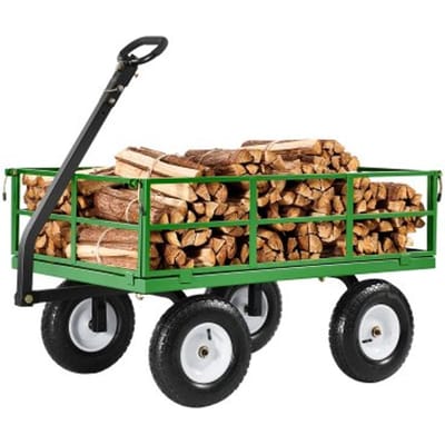 VEVOR Handkar 110x75x67 cm, transportkar, tuinkar, gereedschapskar, 2-in-1 handkar, met terreinbanden, afneembare gaaszijpanelen en 180° draaibare handgreep