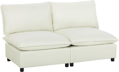 HOMCOM-Tweezitsbank-Linnen-146 x 85 x 78 cm-Crème