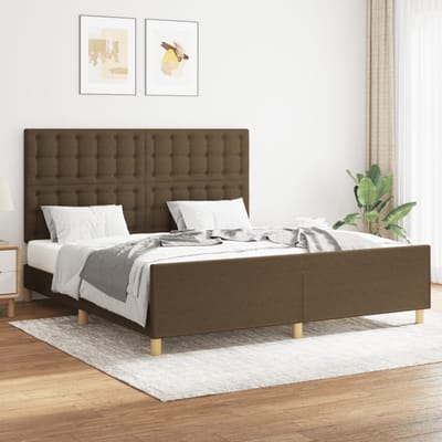 vidaXL - Bedframe - zonder - matras - stof - donkerbruin - 160x200 - cm