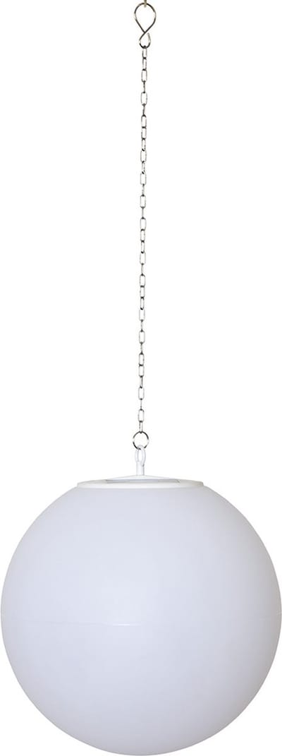 Star Trading solar decoratie Globy, hanglamp, wereldbol, wit, LED, warm wit, schemersensor, voor buiten, 30 cm