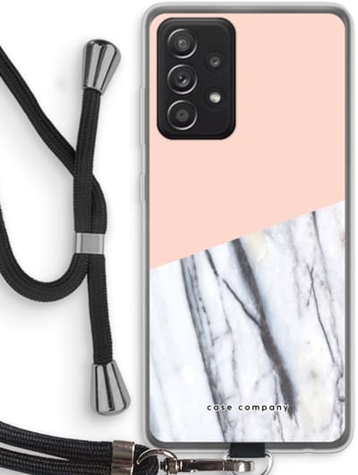 Case Company® - Hoesje met koord geschikt voor Samsung Galaxy A52s 5G hoesje met Koord - A touch of peach - Telefoonhoesje met Zwart Koord - Bescherming aan alle Kanten en Over de Schermrand