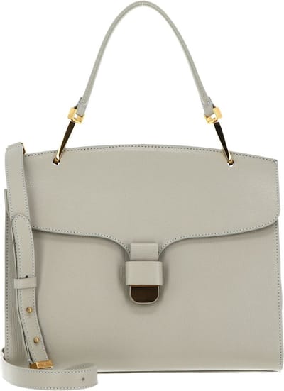 COCCINELLE Leren Handtas Schoudertas Neofirenze Text Handbag Gelso Lichtgrijs