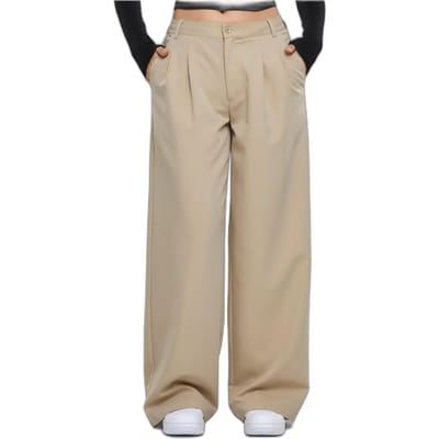 Urban Classics - Organic Ultra Wide Sweat Pants Wijde broek - S - Beige