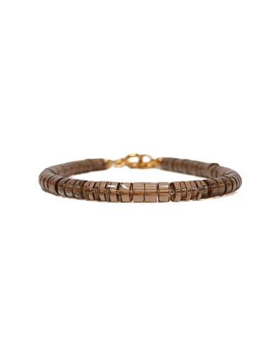 Ava & Imber | Tenue Armband Rookkwarts | Grijze Kralenarmband met Platte Kraaltjes | Kwarts Edelsteen Armband Verstelbaar