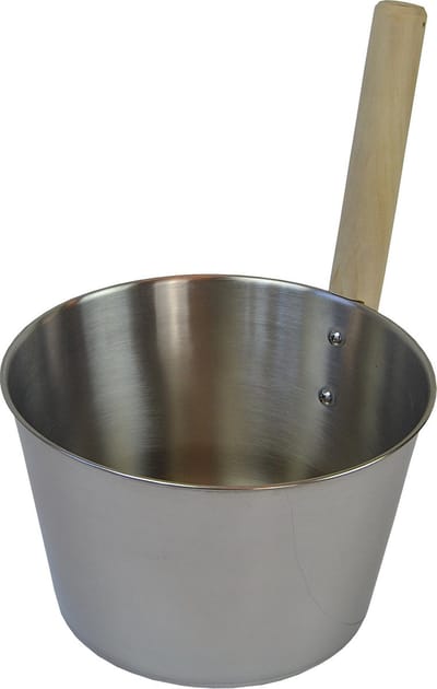 Saunia - Sauna emmer - Roestvrijstaal - 4 liter - met houten steelhandvat