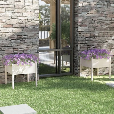 vidaXL - Plantenbakken - 2 - st - 70x70x70 - cm - massief - grenenhout - wit