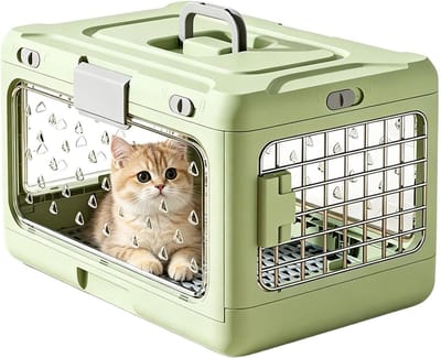 Huisdier Draagtas - Opvouwbare Kennel - Veilig Vervoer - Ademend Ontwerp - 52 x 37 x 12.6 cm - Groen