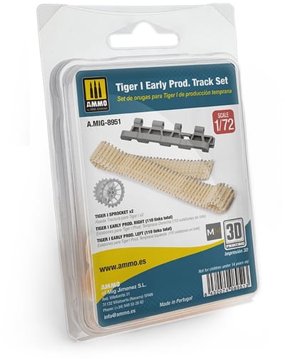 AMMO by Mig Jimenez Modelbouwpakket - AMMO MIG 8951 Tiger I Early prod. Tracks Set - Resin Detailing Set Resin onderdeel - 1:72 - Modelbouw