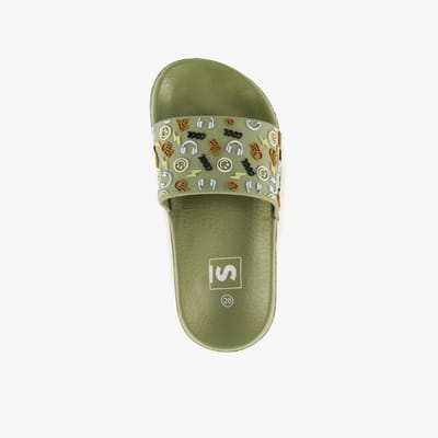 Kinder badslippers met game icoontjes groen - Maat 25
