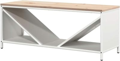 Brandhoutrek houtopslag - Houtblokhouder binnen - Haardhout bewaren - Met stevig blad - 100x40 cm - Wit