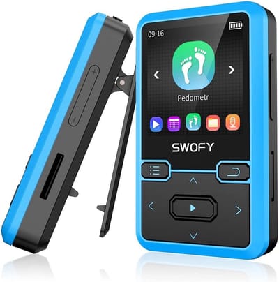 MP3-speler Bluetooth 5.0 met sportclip - 32 GB mini-muziekspeler met hoofdtelefoon, FM-radio en stappenteller
