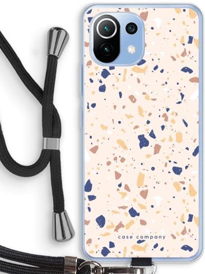 Case Company® - Hoesje met koord geschikt voor Xiaomi Mi 11 Lite hoesje met Koord - Terrazzo N°23 - Telefoonhoesje met Zwart Koord - Bescherming aan alle Kanten en Over de Schermrand