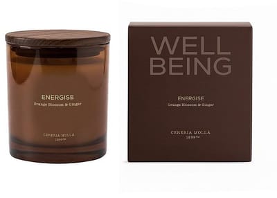 Well Being - ENERGISE - Geurkaars 370 gram - Orange Blossum & Ginger - Cereria Mollà 1899 - 2 lonten/Wick - NIEUW