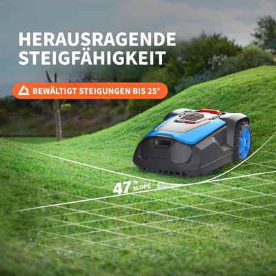 Robotmaaier 1200 m² met App Bediening, Zelfopladend, 22 cm Maaibreedte, Hellingen tot 47%, Intelligente Obstakeldetectie, Waterdicht IPX5