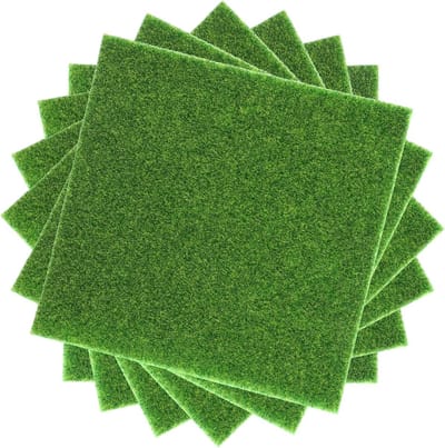 Kunstgras Decoratie Set van 6 Stukken, 15 x 15 cm, Ideaal voor Tuin, Knutselen en Miniatuurlandschappen, Perfect voor Modelbouw en Creatieve Projecten