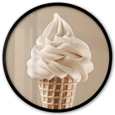 Poster in lijst Rond - Fotolijst 40x40 cm - Posters - IJs - Softijs - Romig - Hoorntje - Beige - Ronde posterlijst zwart - Decoratie - Wanddecoratie woonkamer - Muurdecoratie slaapkamer