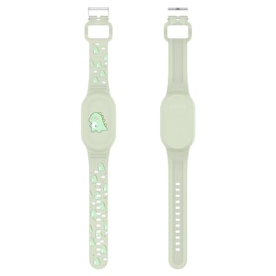 Premium Siliconen Armband met groen dino geschikt voor Samsung Smarttag 2 voor Kinderen zwart | smarttag 2 sleutelhanger Hoesje Kind | Polsband GPS Horloge Kind | Tracker Houder Armband | Trackers Band | Peuter | polsband Armband | Polsband GPS