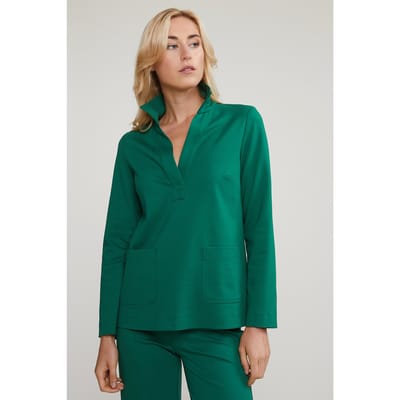 River Woods Green V-neck Blouse Applied Pockets Size: 38 | Blouses Outlet | Dames | Groen