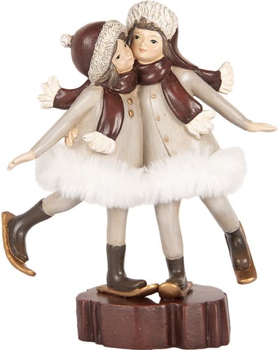 Clayre & Eef Decoratie Beeld Kinderen 15x7x18 cm Grijs Kunststof