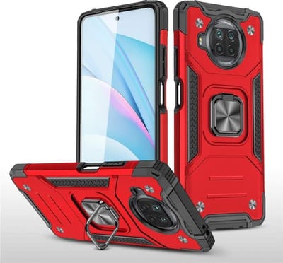 Hoesje Geschikt voor Xiaomi Redmi Note 9 5G/Note 9T 5G Hoesje - Heavy Duty Armor hoesje Rood - Redmi Note 9 5G/Note 9T 5G hoesje 360-Degree hybride hoesje ringhouder