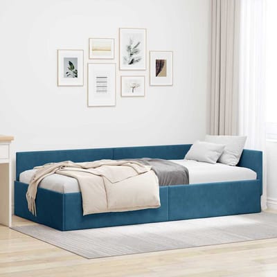 vidaXL - Hoek - Bed - Frame - Blauw - 90 - x - 190 - cm - Fluweel