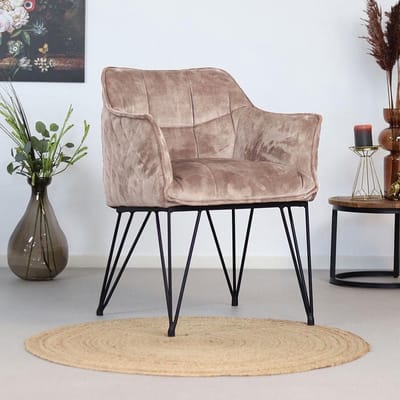 Bronx71® Velvet eetkamerstoel Jayron taupe - stoel