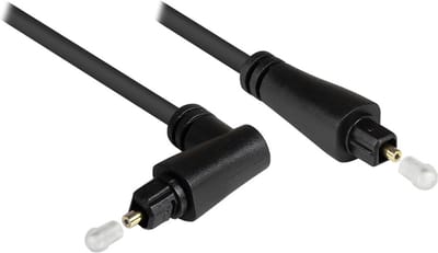 Digitale optische Toslink audio kabel met haakse connector en draaibare kop - 4mm / zwart - 1 meter