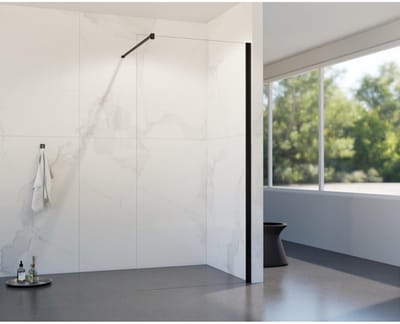 FugaFlow Eccelente Vetro inloopdouche badkamer - 120x200cm - helder glas - wandarm - mat zwart