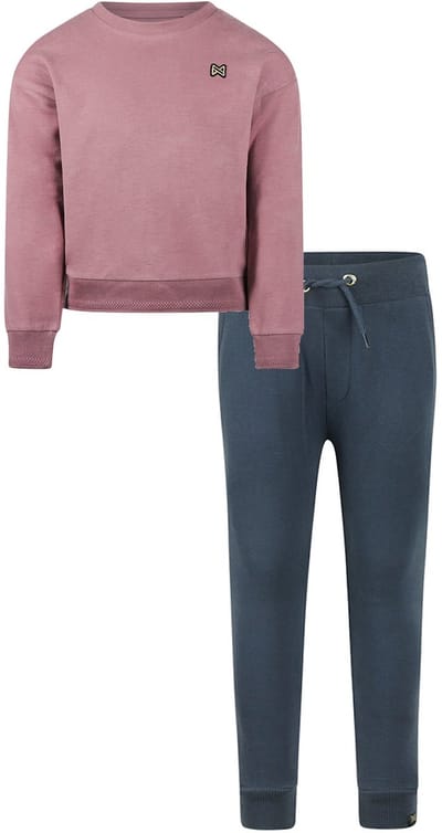 Koko Noko - Basic collection - Biologisch katoen - Kledingset - 2 delig - Joggingbroek Navy - Sweater Mauve - Maat 92