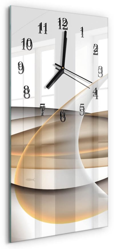 Tulup Wandklok - Abstractie Moderne Glazen Wandklok - 30x60 cm - Veelkleurig Wandklok Glas Met Motief - Zwarte Handen - Rechthoekige Wandklok - Klok Glas Met Opdruk - Moderne Wandklok Glas