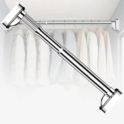 Telescopische kledingstang - Verstelbare stang - Kleding opbergen - Zonder boren - 100-170 cm - Zilver