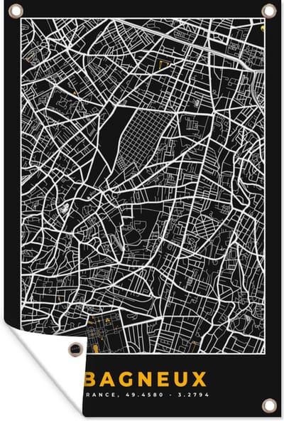 Muurdecoratie Frankrijk - Stadskaart - Bagneux - Plattegrond - Kaart - 120x180 cm - Tuinposter - Tuindoek