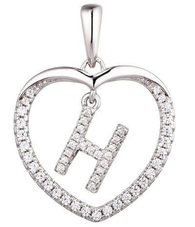 N3 Collecties 925 Hartje zilver Ketting met Hanger -Letter H