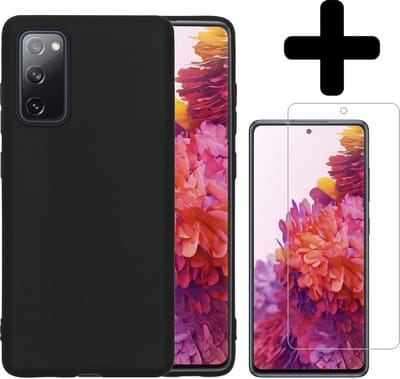Hoesje - Met Screenprotector - Geschikt voor Samsung Galaxy S20 FE - Sterk & Shockproof - Back Cover - Siliconen Case - Telefoon Hoes - Telefoonhoesjes - Zwart