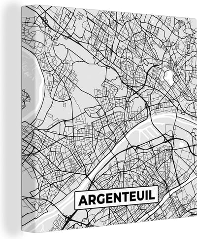 Canvas Schilderij Frankrijk - Plattegrond - Kaart - Tarbes - Stadskaart - 20x20 cm - Wanddecoratie