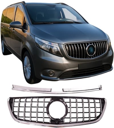 Grill Geschikt voor Mercedes Vito W447 Chrome met bouwjaar 2014-2020 Panamericana grill