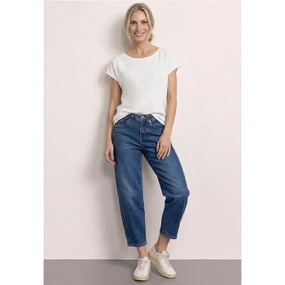Shirt met ronde hals en rimpels