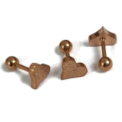 Aramat Jewels | Piercings | Rose Gouden Sandblasted Helix Piercing met Hartje | | | |5mm | Staal | Volwassenen | Verkleurd niet